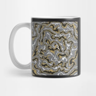 Liquid pour design in grey, black, gold, and white Mug